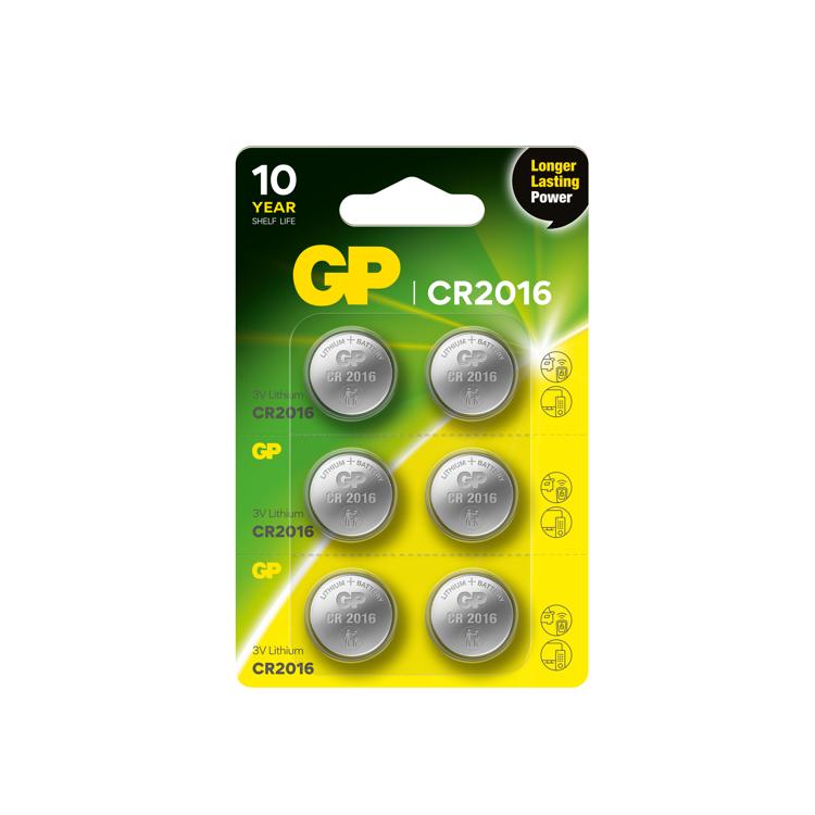 GP 計數機及電腦用鈕型電池 CR2016 - 6粒咭裝